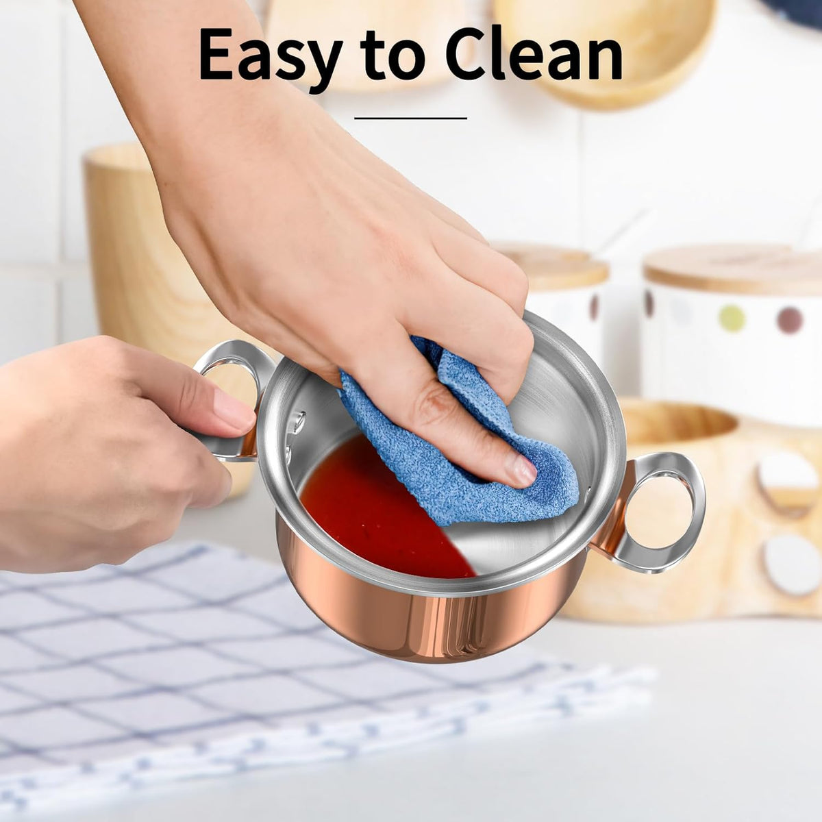 Macevia Mini Sauce Pan with Lid,Copper Butter Warmer Small Pot, Multipurpose Use for Home Kitchen or Restaurant (13.5oz/400ml)