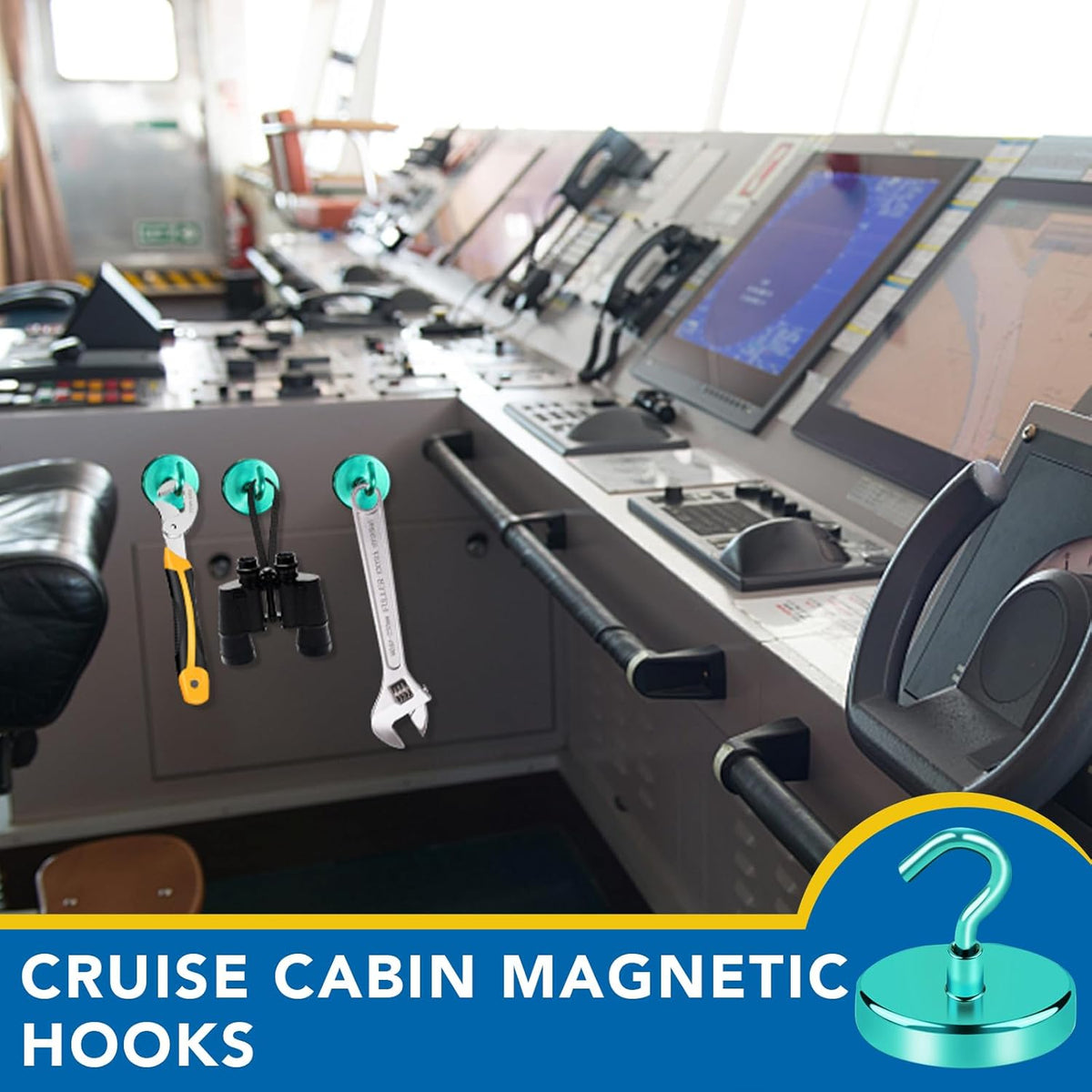LOVIMAG Magnetic Hooks for Cruise Cabins, 150Lbs Cruise Magnets, Green Magnetic Hooks Heavy Duty for Hanging, Refrigerator, Grill-4 Pack