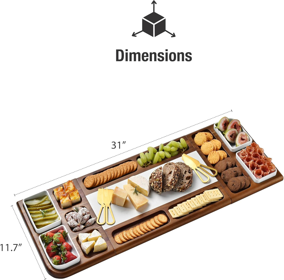 Shanik Premium Marble Charcuterie Board - Magnetic Cheese and Meat Board, Double-Sided Serving Tray and Cutting Board - Gift for Any Occasion Quality Assured (with Engraving)