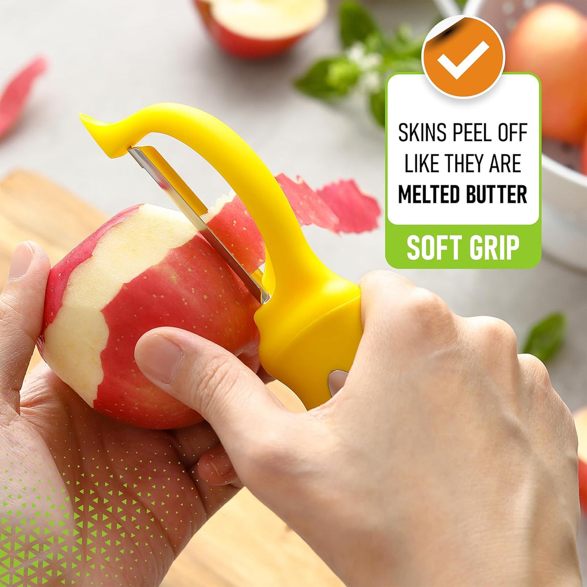 Spring Chef Premium Swivel Potato Peeler for Kitchen, Stainless Steel Fruit Peeler with Soft Grip Handle, Perfect for Vegetable, Apple, Carrot, Cucumber, Ginger - Dishwasher Safe - Yellow
