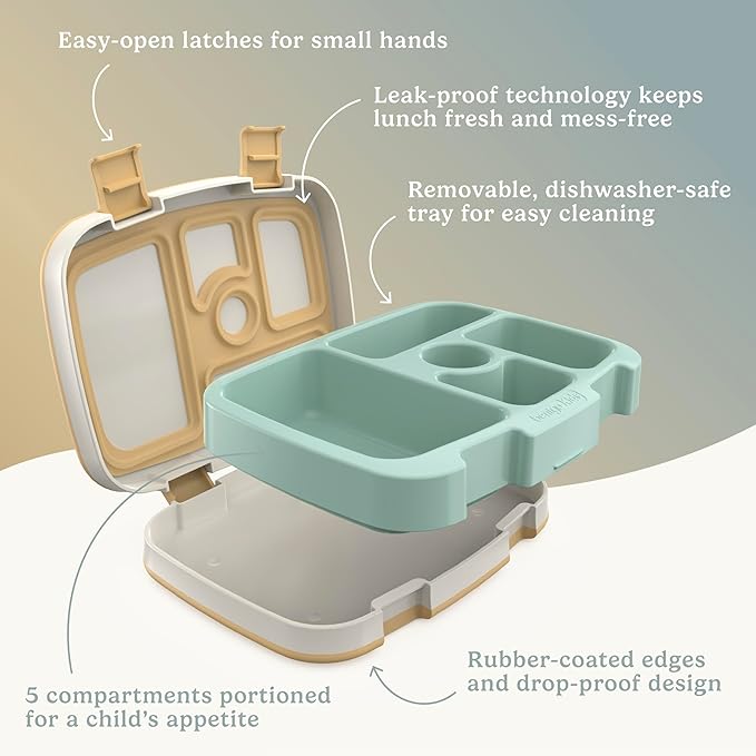 Bentgo Kids 5-Compartment Leak-Proof Bento-Style Lunch Box (Whimsy & Wonder Collection) - Ideal for Ages 3-7, Drop-Proof & Durable, Dishwasher Safe, & PFAS & BPA-Free Materials (Wavy)