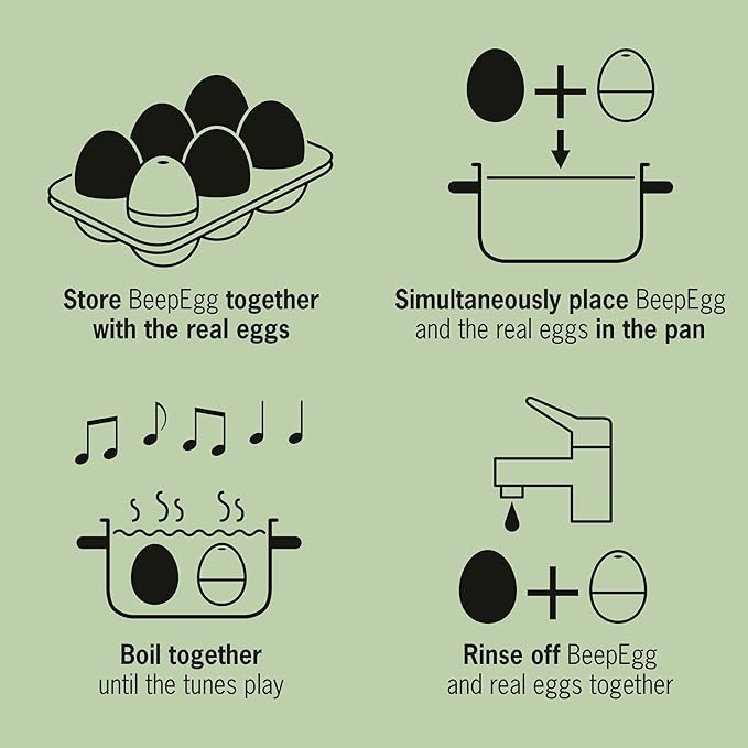 Hippo PiepEi - Singing Egg Timer for Cooking with - Egg Cooker for 3 Hardness Levels - Cute Hippo Gift - Funny Cooking Egg - Music Egg Timer - Brainstream, 5,1 x 4,5 cm