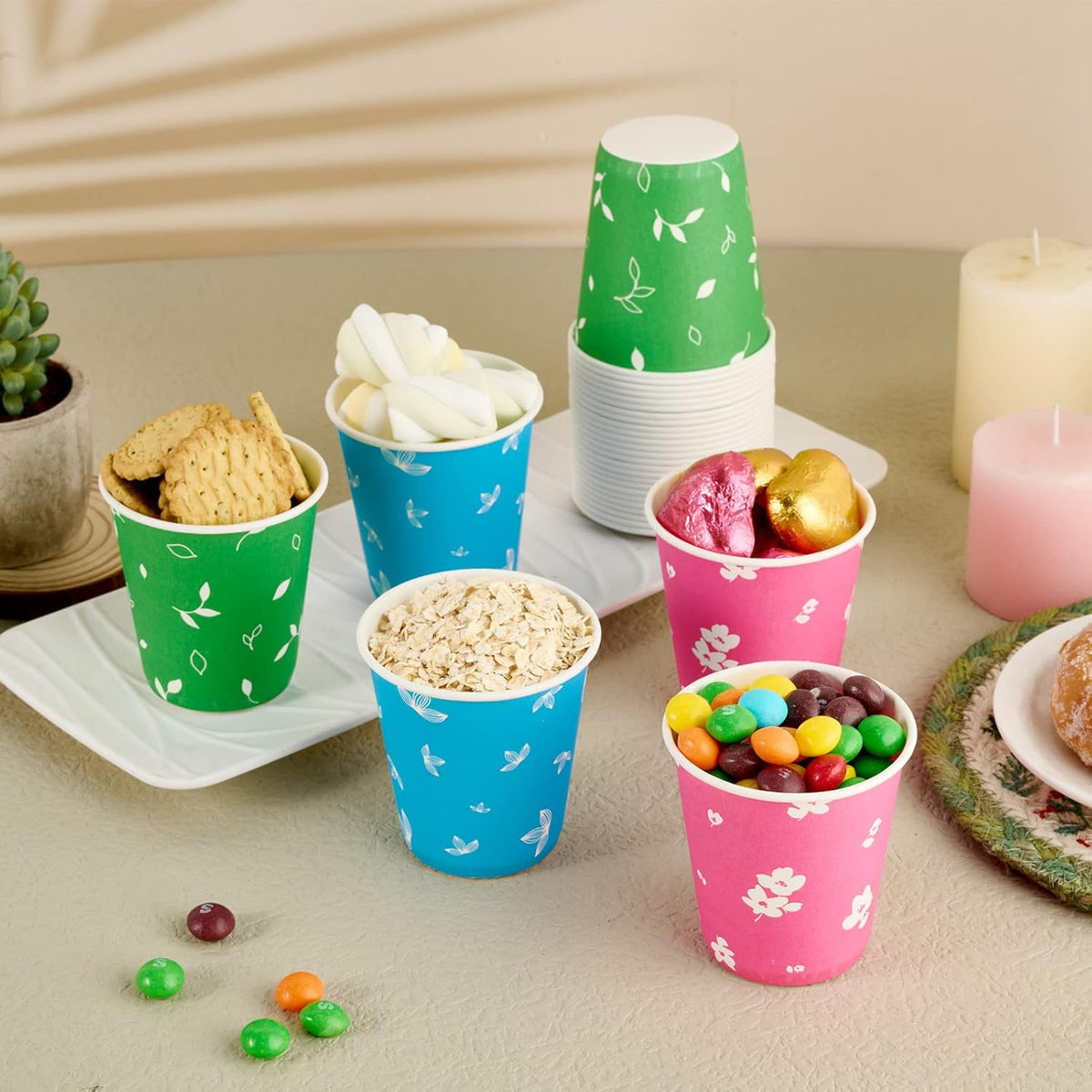 LITOPAK 600 Pack 5 oz Paper Cups, Colorful Disposable Mouthwash Cups, Small Disposable Cups, Mini Paper Cups for Parties, Picnics, Barbecues, Travel and Events
