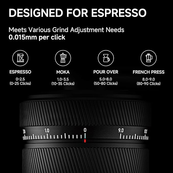 Manual Coffee Grinder S3 ESP TIMEMORE, External Adjustment, Designed for Espresso, Upgrade Integrated All-Metal Body, Folding Handle, Black