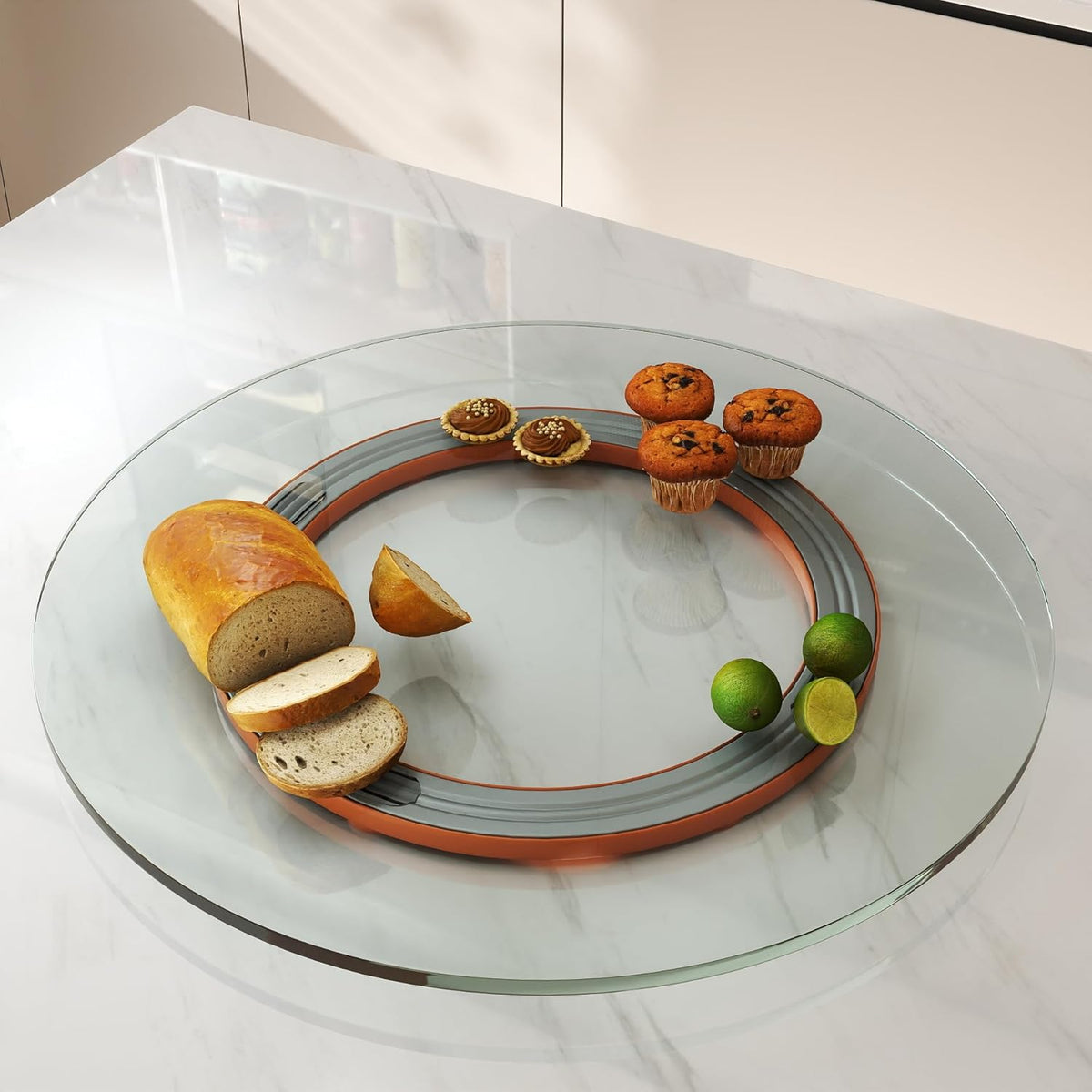 23.6" Lazy Susan for Table Top Tempered Glass Rotating Serving Tray for Dining Table, Kitchen Lazy Susan Organizer Spinning Rotating Food Server Party Centerpieces