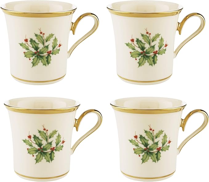 Lenox 897081 Holiday Mugs, Set of 4, Christmas Dinnerware, Hosting