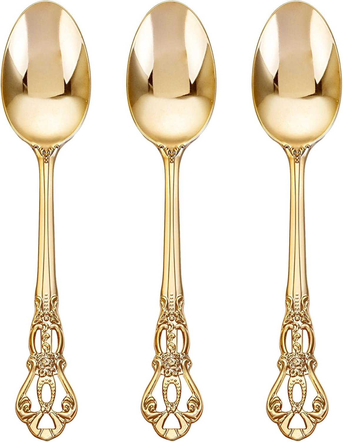75PCS Gold Plastic Spoons - Gold Spoons Disposable - 8.1 Inch Heavy Duty Plastic Silverware - Heavyweight Elegant Disposable Utensils for Catering, Parties, Dinners, Weddings