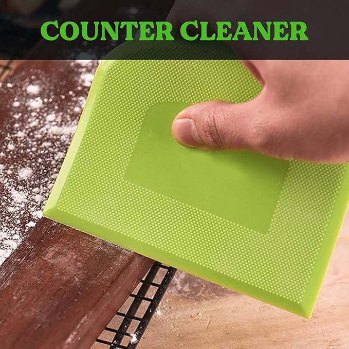 SURDOCA Dough Scraper Bench Scraper - 3P 4.7x3.7" Plastic Flexible Bowl Scraper, Sharp Edge & Angles Cake Scraper. Non-Slip Bakeware Decorating Tools Sculpting & Modeling Tools - Green+Pink+Green