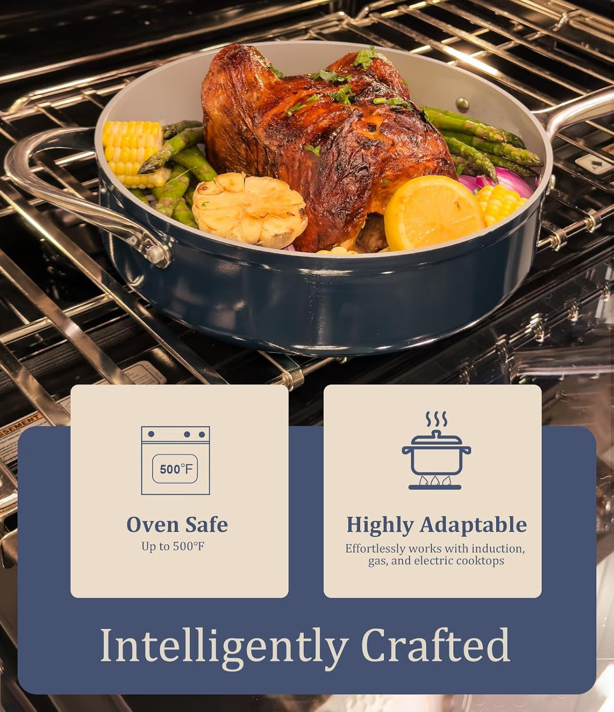 Nonstick Ceramic Sauté Pan with Lid (4.5 qt, 11"), Deep Frying Pan for All Cooktops - Non Toxic, PTFE/PFAS Free, Dishwasher & Oven Safe up to 500°F - with Stay Cool Handle - Fusion Red