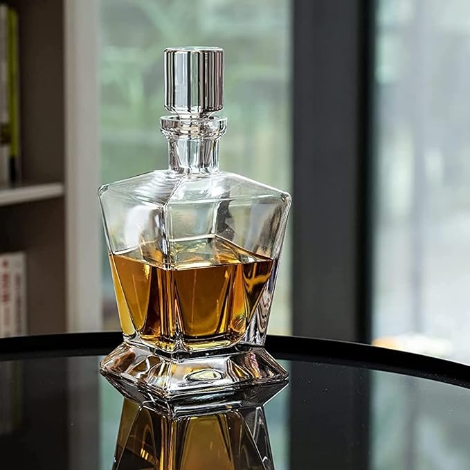 Krosno Whiskey Decanter Carafe with Stopper | 25.4 oz | Caro Collection | Home Restaurants Parties | Gift Idea Wedding Bar Mitzvah | Made in Europe