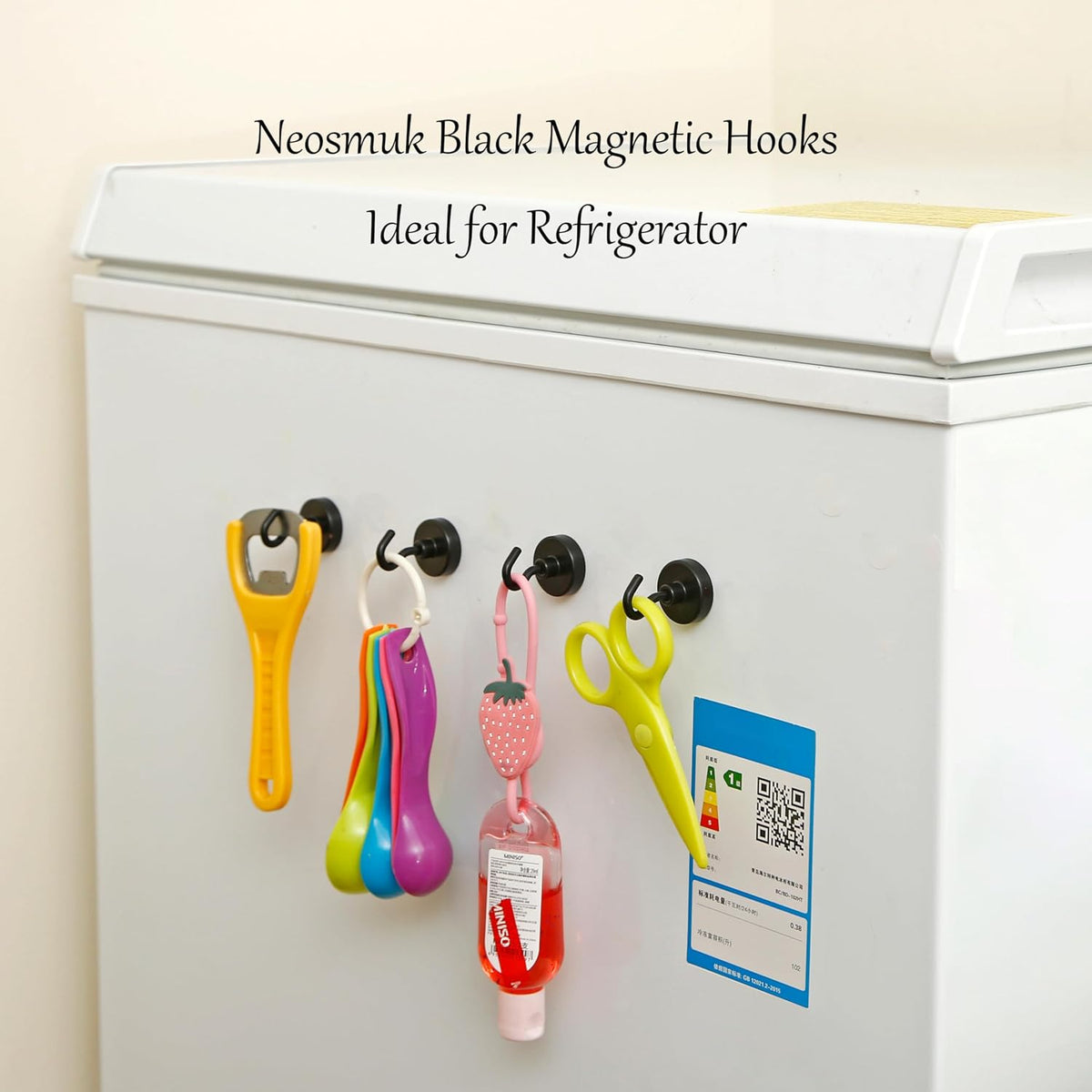 Neosmuk Black Magnetic Hooks, Heavy Duty Earth Magnets with Hook for Refrigerator, Extra Strong Cruise Hook for Hanging, Magnetic Hanger for Cabins, Grill (Black, Pack of 10)