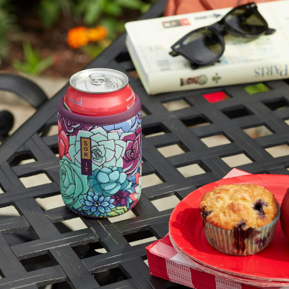 Sok It CanSok Sleeve for Beer & Soda Insulated Neoprene Cover (Green Living, 12oz Slim Can Sleeve)