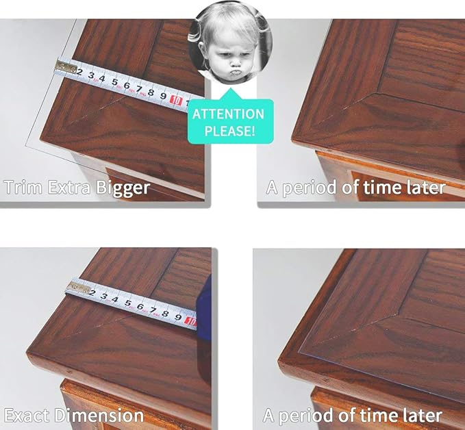 NECAUX Custom 23.6 x 59.1 Inch Frosted Table Cover Protector, 1.5mm Thick Plastic Water Resistent Heavy Duty Desk Pad Non-Slip Tablecloth Protector for Coffee Table, Sofa Table, Media Stand