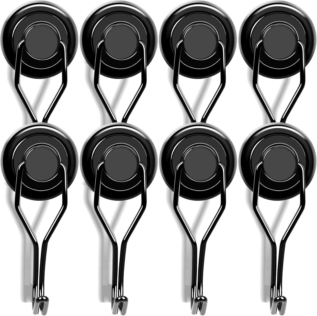 LOVIMAG Hooks, 110lbs+ Magnetic Magnet Hook 2025 Cruise Cabin Ship Essentials Heavy Duty Strong Refrigerator Fridge Hanging for Classroom Beach Vacation Kitchen Grills Home Mug Hanger (8 Pack), Black