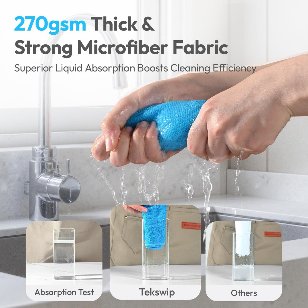 24Pack Microfiber Cleaning Cloths 12”x12” - Extra Thick Kitchen Towels - Streak-Free, Lint-Free, Fast Absorbent - Reusable Multi-Purpose Housekeeping Rags for Cars, Dishes, Floors, Tiles