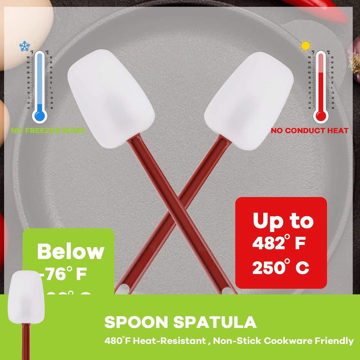 Silicone Rubber Spatula and Spoon Set of 3, High Heat, Commercial Use (3 x 9.5 Inches)