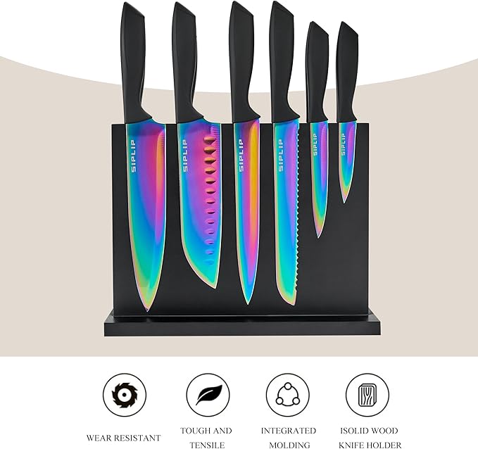 15-Piece High Carbon Stainless Steel Kitchen Knife Set with Magnetic Holder - Includes Chef's, Bread, Serrated Steak Knives and Sharpener
