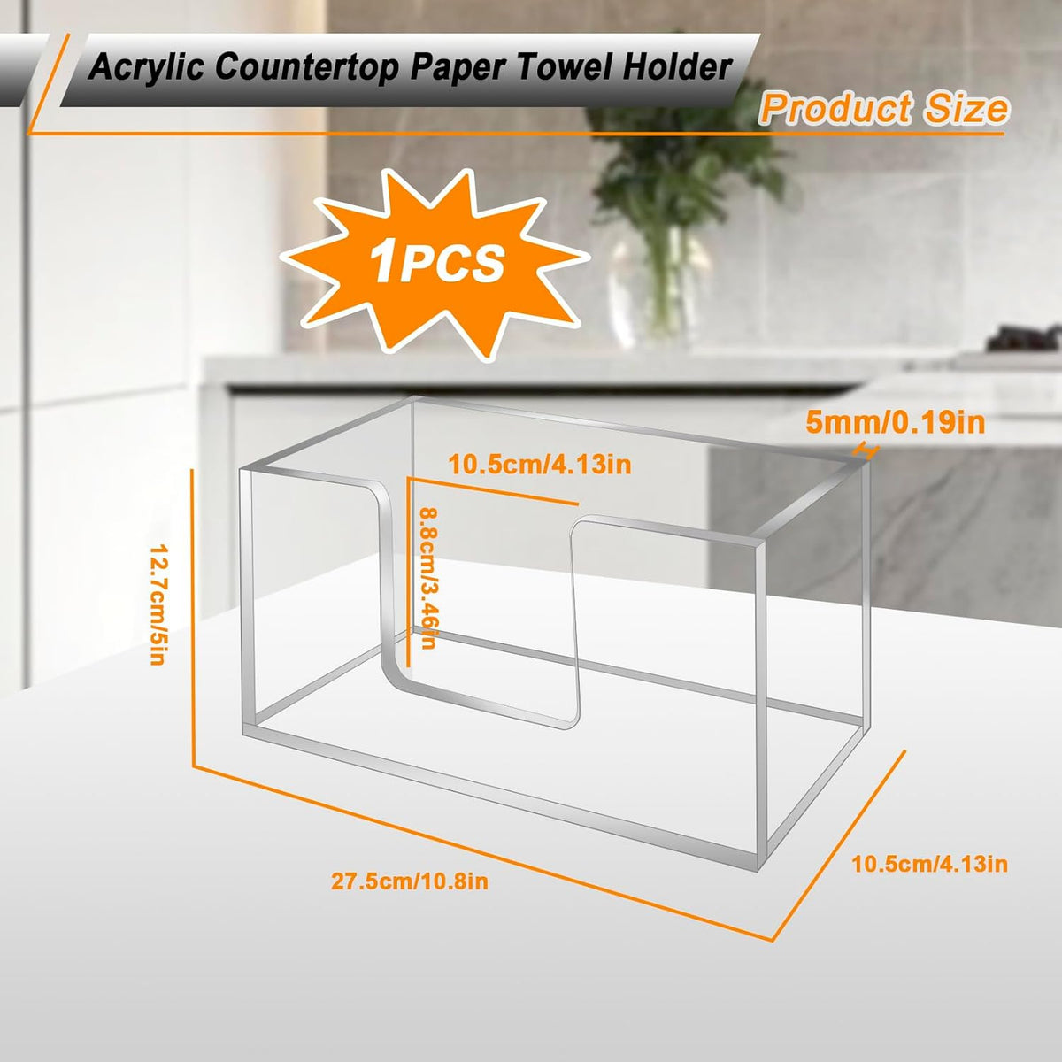 2Pack Acrylic Paper Towel Dispenser, Napkin Holder for Bathroom, Kitchen & Countertop – Paper Towel Holder Z-Fold/C-Fold/Multi-Fold Holder, Shatter-Resistant & Space-Saving (2)