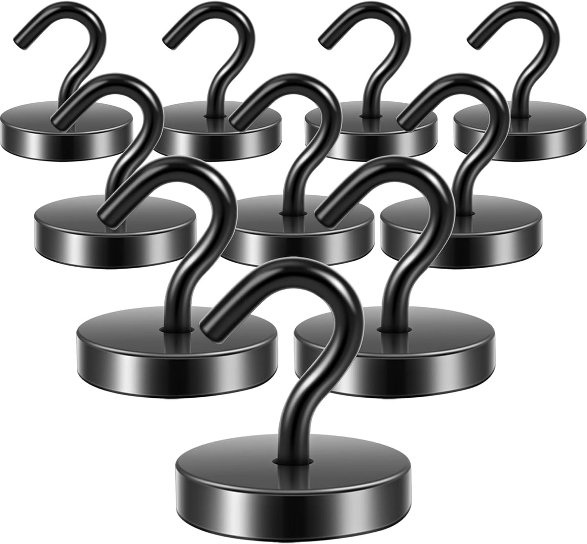 Neosmuk Magnetic Hooks, Cruise Ship Essentials, 120lb+ Heavy Duty Magnetic Hooks for Cruise Cabins, Refrigerator, Grill, Hanging, and Travel | Extra Strong Must-Haves Magnet Hook,Black, Pack of 10