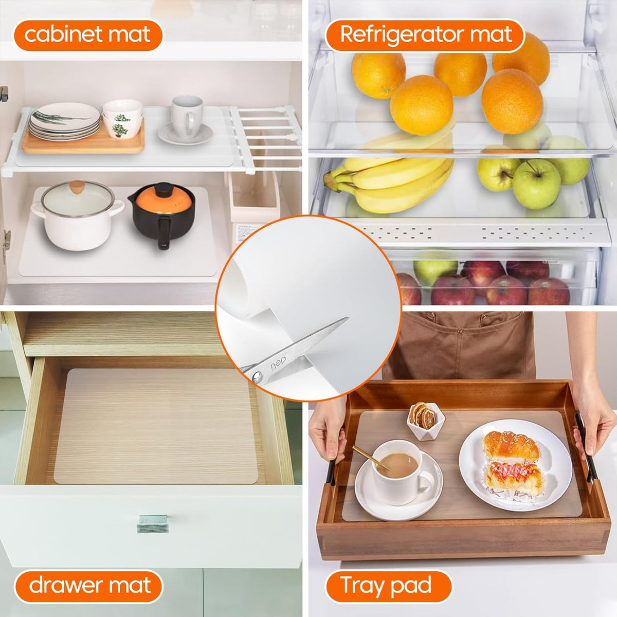 Large Silicone Mats for Kitchen Countertop, Heat-Resistant Placemats and Coasters to Protect Your Tabletop, Skin-Friendly Surface Counter Protector, Freely Cuttable (Translucent, 12" x 72" x 1.6mm)