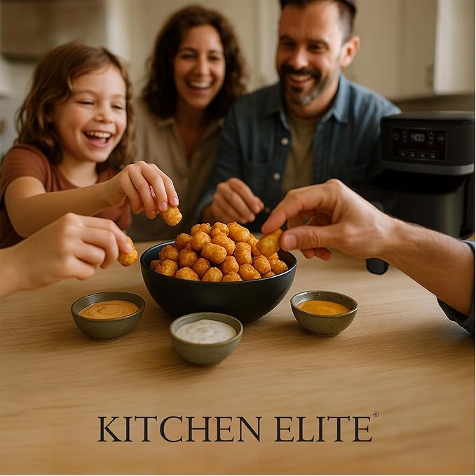 Kitchen Elite 3 Quart Digital Air Fryer Oven Compact Countertop Oil-Free Cooker with PFAS-Free Nonstick Basket, Easy Clean, Black