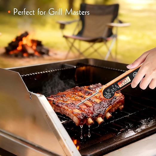 Meat Thermometer Digital with Backlight, Calibration & Hold Function, IP65 Waterproof Food Thermometer for Cooking, Outdoor Grilling, Candy Making