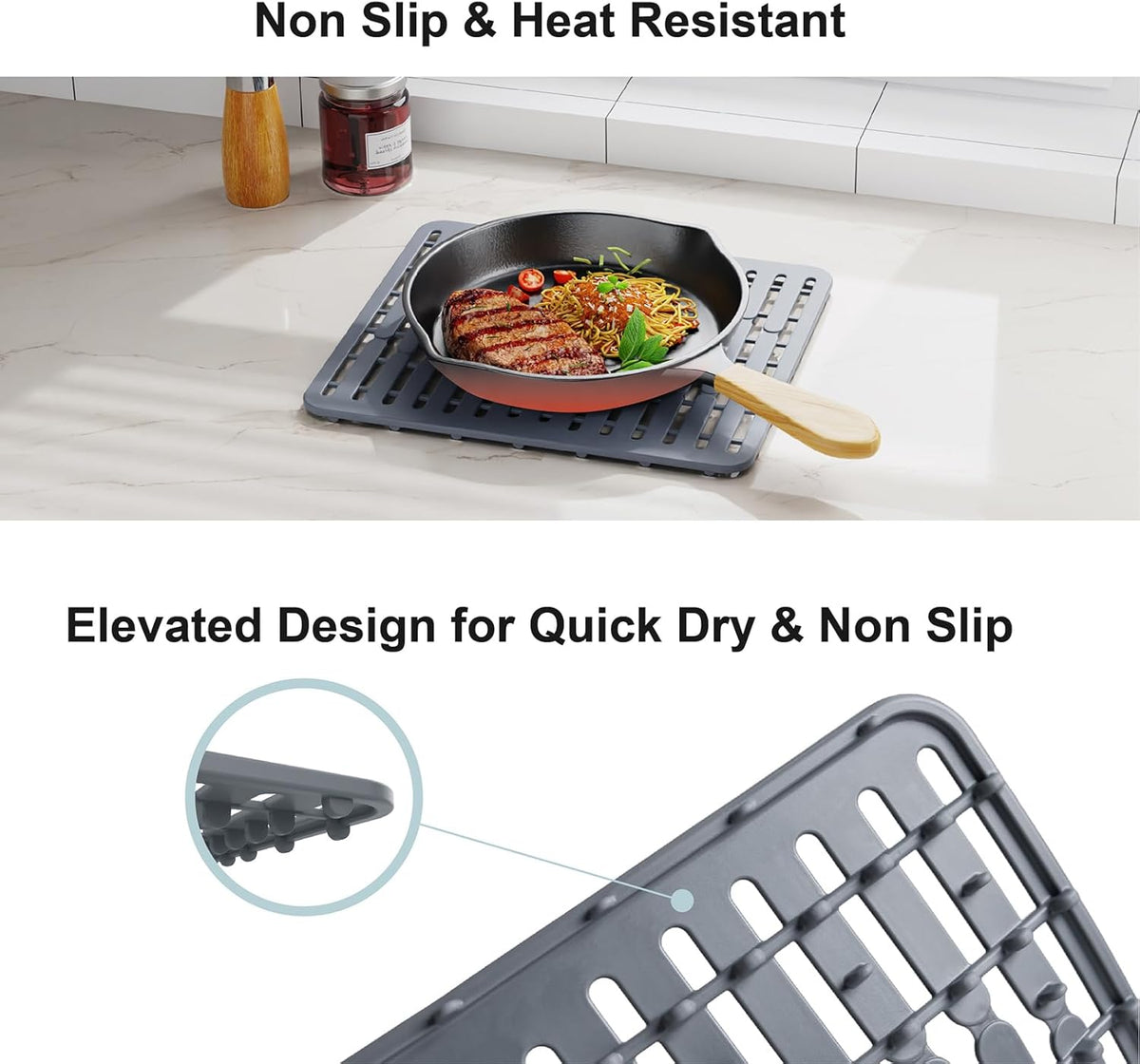 GSlife in Sink Dish Drying Rack - Large Stainless Steel Capacity Expandable Dish Drainer with Sink Protector, 13.4"~20.5'' L x 12.8'' W x 5.7'' H, Silver