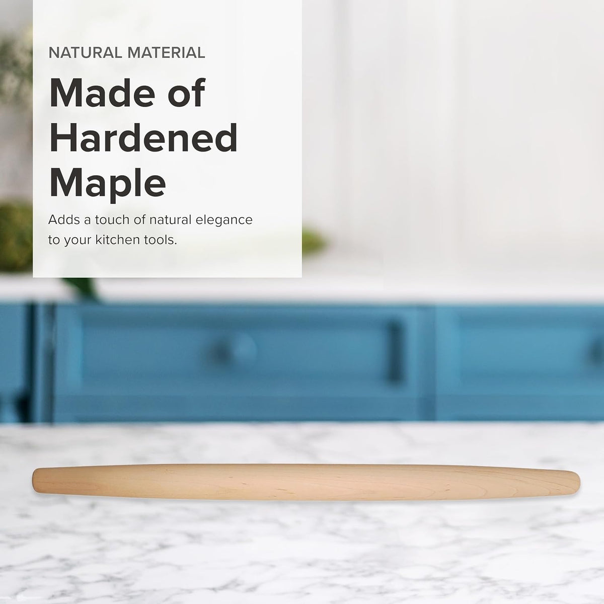 Frieling Crafted in the USA Maple Rolling Pin - Classic French Rolling Pin - Tapered 1.5 x 20 Inch Wooden Roller for Baking - Dough Roller