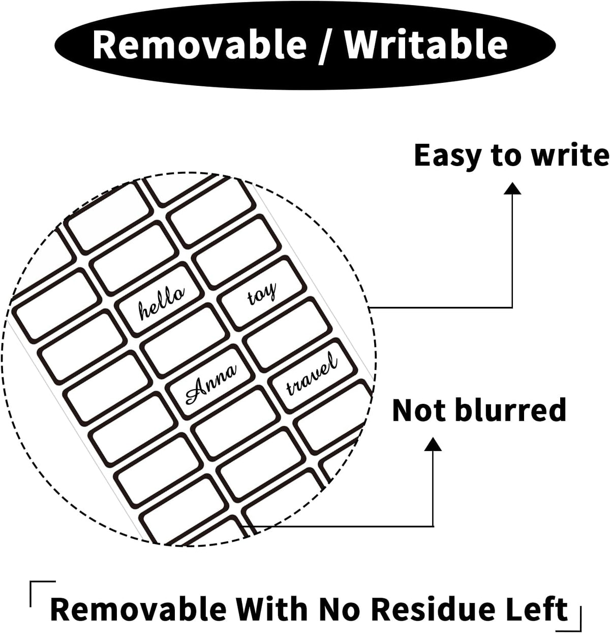 STARLIBOO Removable Labels, Blank Freezer Labels for Food Containers, 1x2 Inch Freezer Stickers, Freezer Labels to Write on/Waterproof Labels/Easy Peel Off (Black Border, 360 Labels)