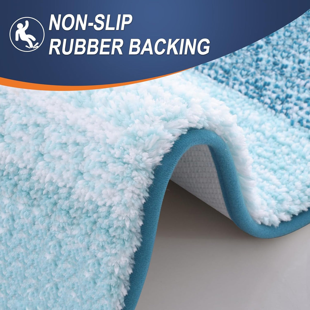 OLANLY Bathroom Runner Rugs 59x24, Extra Soft Absorbent Microfiber Bath Rugs, Rubber Backing, Quick Dry, Washable Bath Mats for Bathroom Floor, Tub and Shower, Home Decor Accessories, Peacock Blue