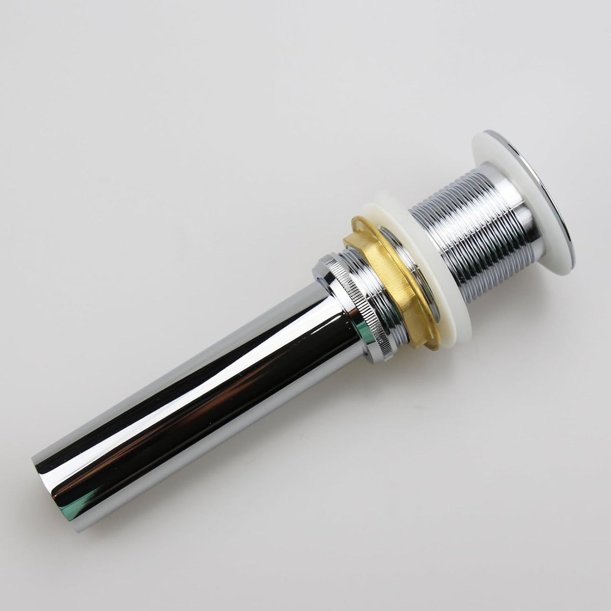 Polished Chrome Pop Up Sink Drain without Overflow, Bathroom Faucet Vessel Vanity Sink Drain Stopper