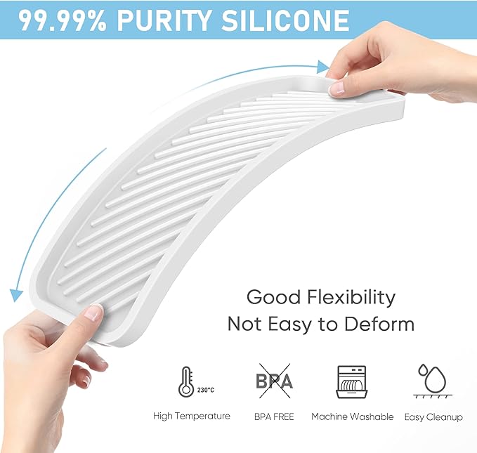 EG-SIPRO Kitchen Sink Organizer Tray,Sponge Holder for Kitchen Sink Bathroom Counter Tray Sponge Caddy Silicone Soap Holder for Soap dispenser, Bottle, Dishwashing Accessories(2-pack)