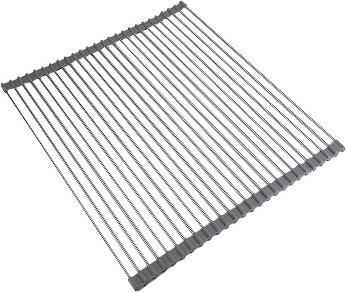 Ahyuan Roll up Dish Drying Rack Over The Sink Kitchen Roll up Sink Drying Rack Portable Dish Drainer Foldable Dish Drying Rack (Warm Gray, 20.5''X19.7'')