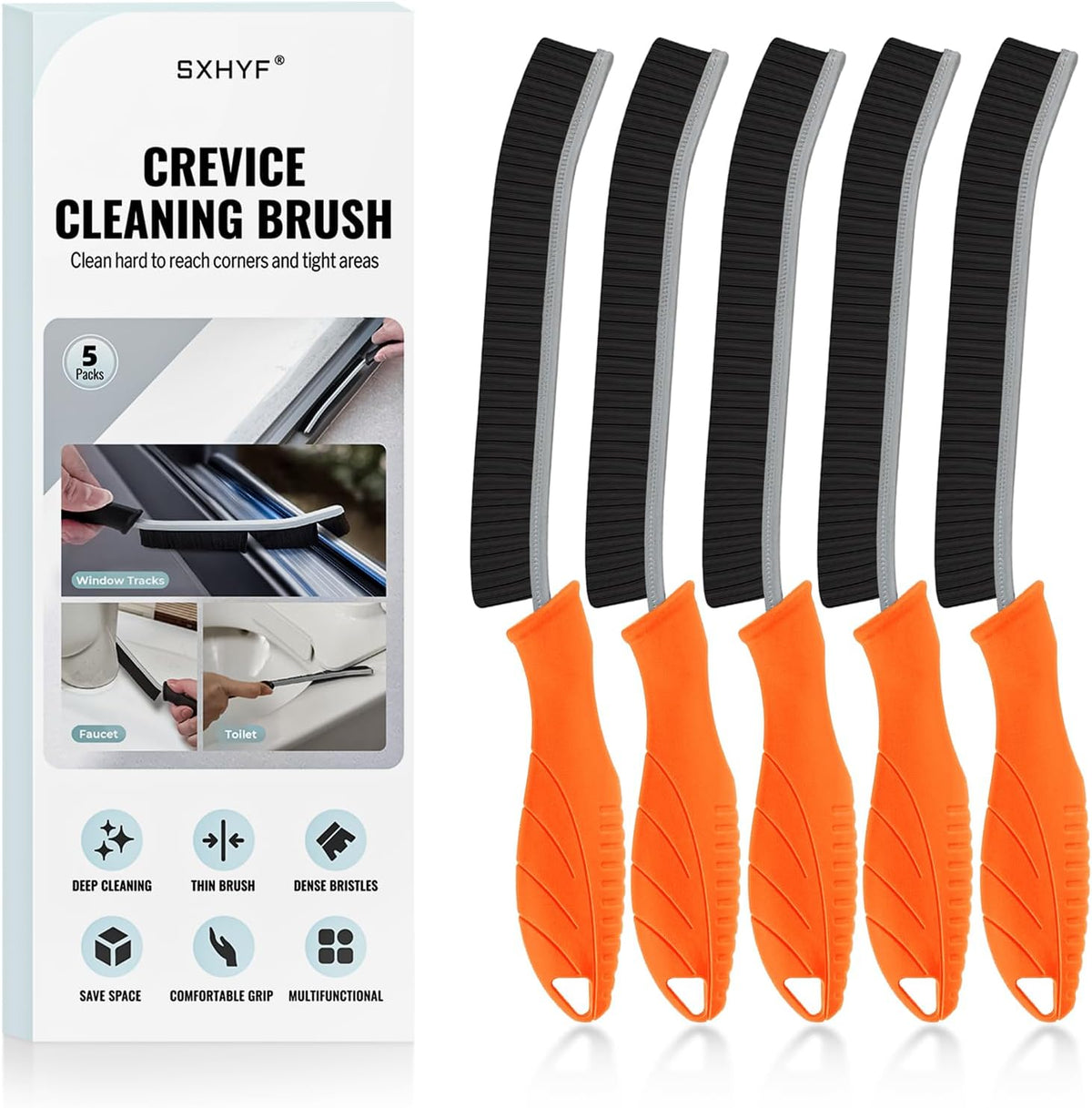 SXhyf Crevice Cleaning Brush - Grout Scrub Brush, House Cleaning Supplies, Gap Cleaning Tools, Home Essentials, Gifts for Women Men, Hard Bristle Crevice Cleaner Brush for Household Use, Bathroom