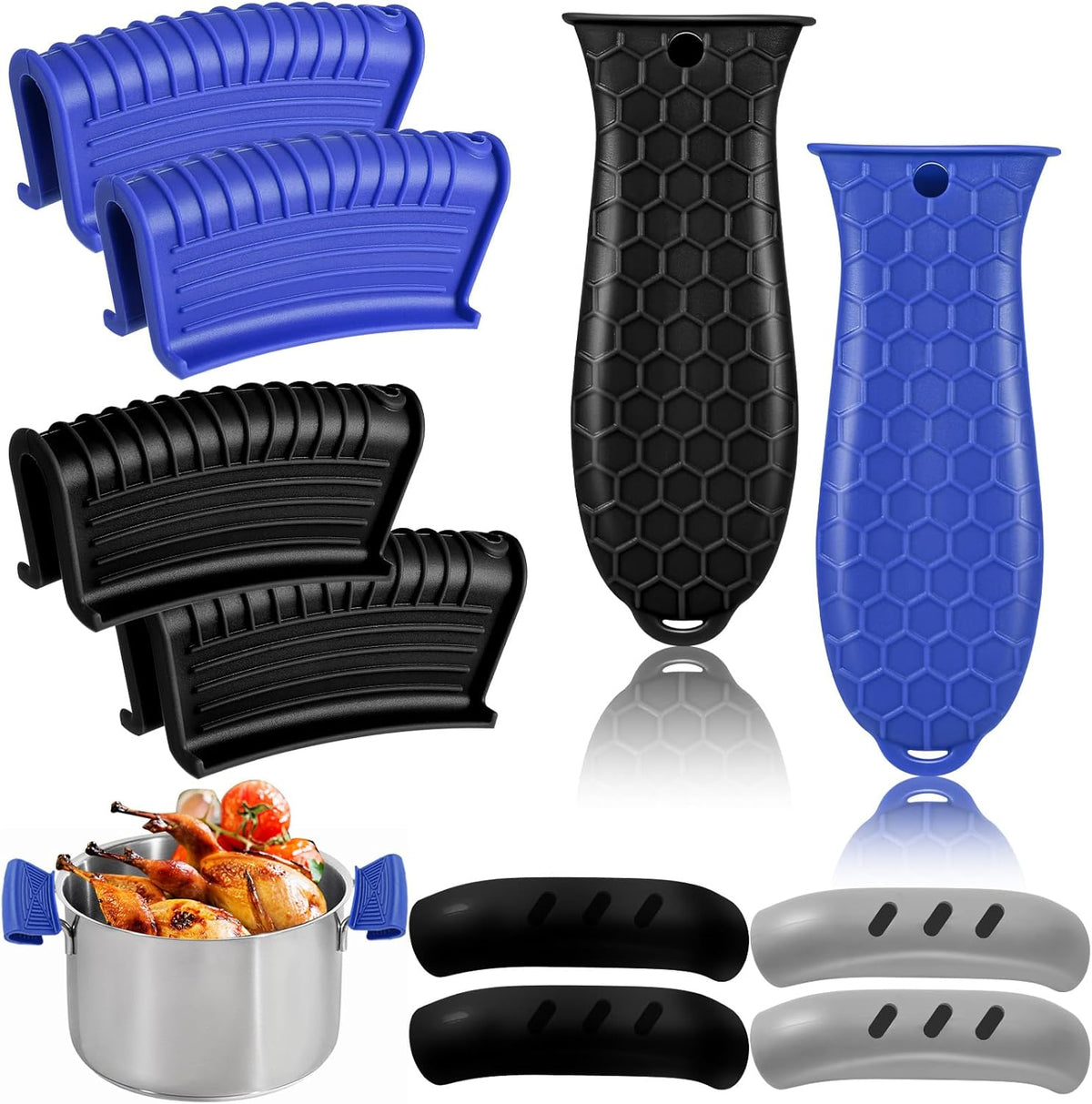 Cast Iron Handle Cover, 10 Packs Silicone Pot Holders, Heat Resistant Non-Slip Pot Handle Covers, for Frying Cast Iron Skillet Metal Pan