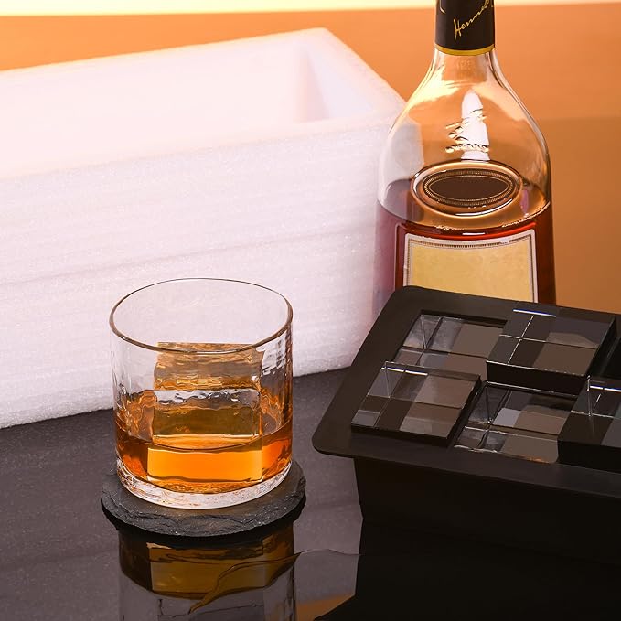 Clear Ice Cube Maker Tray - 2 Inch Clear Ice Cube Silicone Mold,10 Large Crystal Ice Cubes for Whiskey and Cocktail