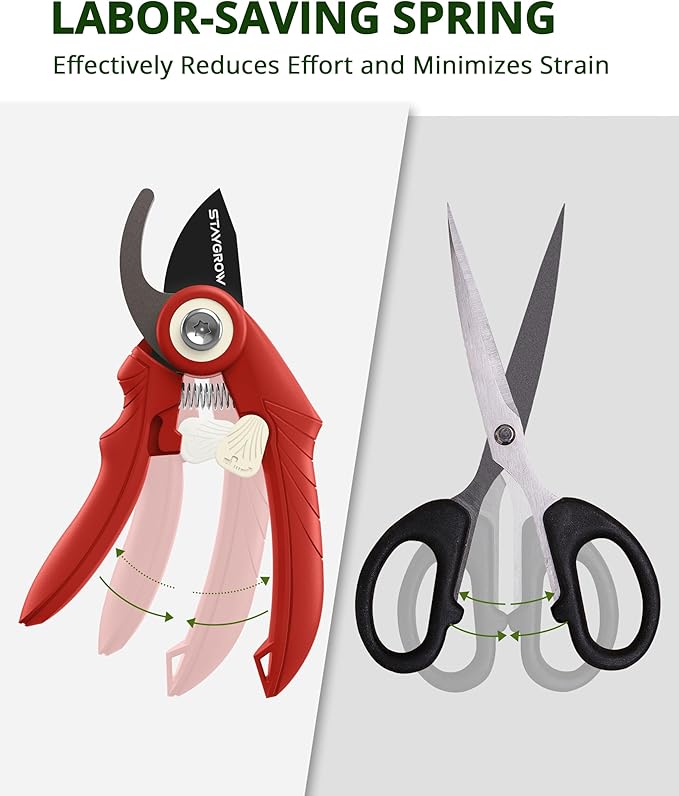 Pruning Shears - 6.9" Professional Garden Shears with SK5 Stainless Steel Sharp Blades, Garden Clippers with Comfortable Grip Hands and Safety Lock, Gardening Tools for Men Women - Red