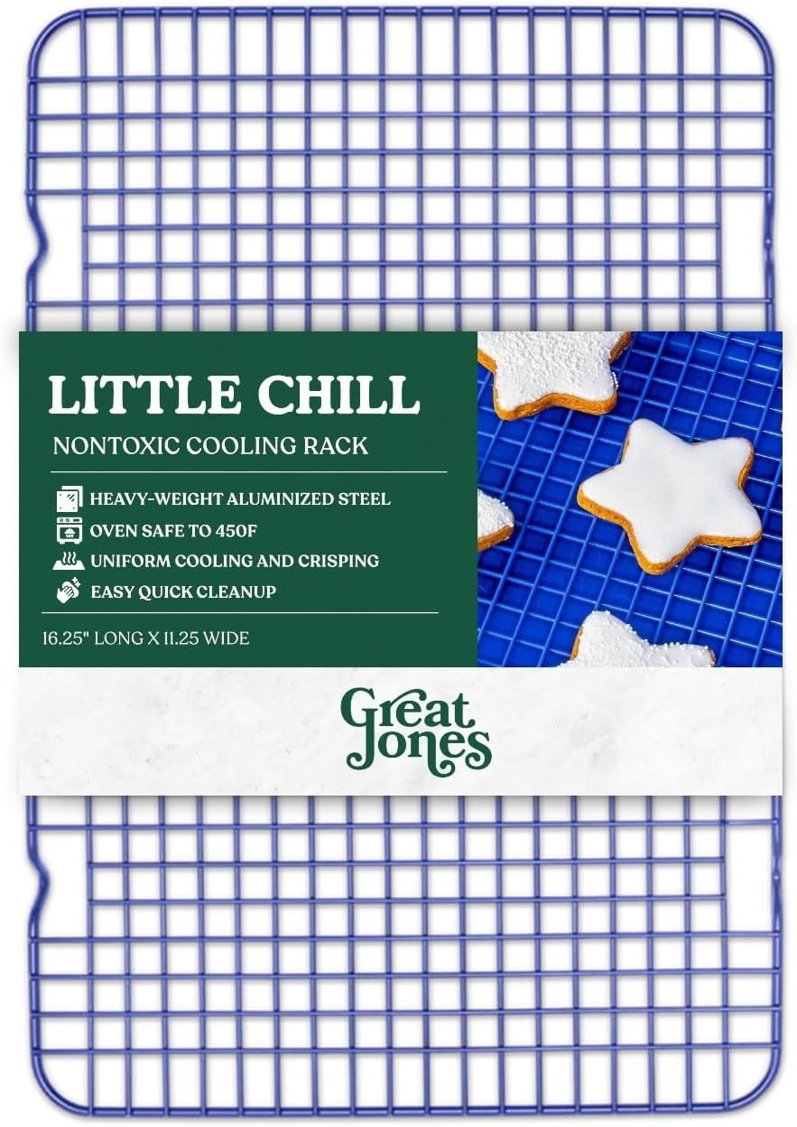 Great Jones Little Chill Wire Cooling Rack (Blueberry) | Nonstick Baking Rack, Heavy-Duty Aluminized Steel | Fits Quarter-Sheet Pans for Cooking and Baking | Oven-Safe 450°F, Dishwasher-Friendly