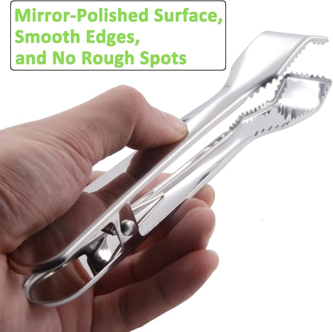 Ice Tongs for Ice Bucket 6-3/4 Inch - Set of 2 - Premium 18/8 Stainless Steel Ice Tongs with Teeth for Ice Sugar Cubes Tea Party Coffee Bar Food Serving