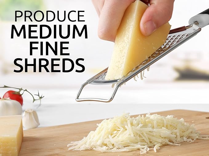 Zulay Kitchen Professional Cheese Grater Stainless Steel - Durable Rust-Proof Metal Lemon Zester Grater With Handle - Flat Handheld Shredder for Parmesan, Chocolate, Spices, And More - 2 Pack - Black