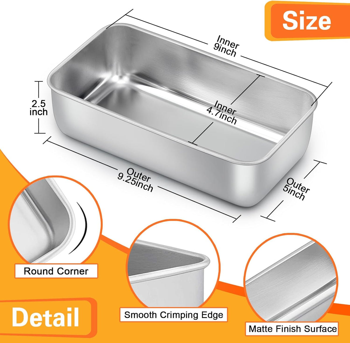 E-far Bread Pans for Homemade Bread, 14 Pack 9 x5 Inch Stainless Steel Loaf Pans, Rectangle Metal Bakeware for Baking Banana Loaf Meatloaf Brownies, Healthy & Non Toxic, Easy Release & Dishwasher Safe