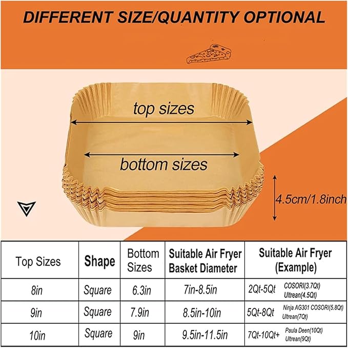 Large Air Fryer Disposable Paper Liners Nonstick 23cm Oven Airfryer Parchment Baking Paper ，Compatible For Ninja，Compatible For COSORI ，Grill Cooking Basket(23cm round,200 Pcs)