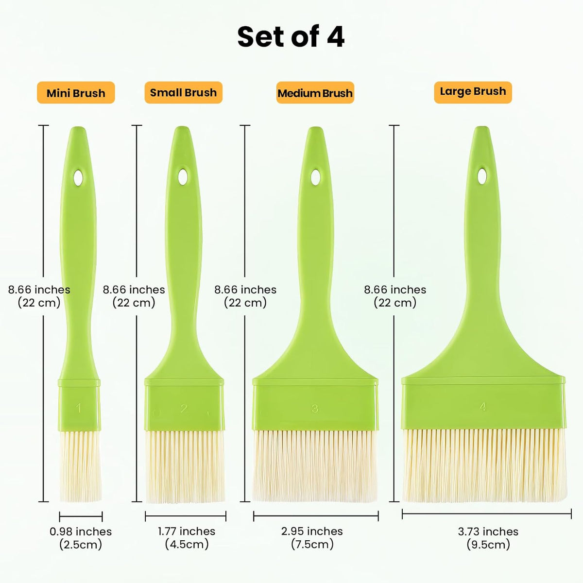 GEEKHOM Basting Brushes, Basting Pastry Baking Brush Set Heat Resistant Spread Oil Butter Sauce Marinade Meat Glazing for BBQ Grill Barbecue Baking Kitchen Cooking, Green
