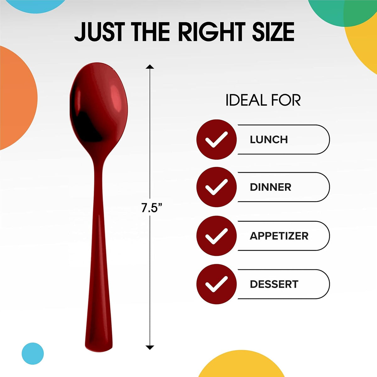 Burgundy Plastic Spoons 200 Pcs Burgundy Spoons Disposable Utensils Heavy Duty Plastic Cutlery Set Disposable Cutlery Sets Flatware Sets Silverware Set Party Supplies & Party Tableware Party Solids