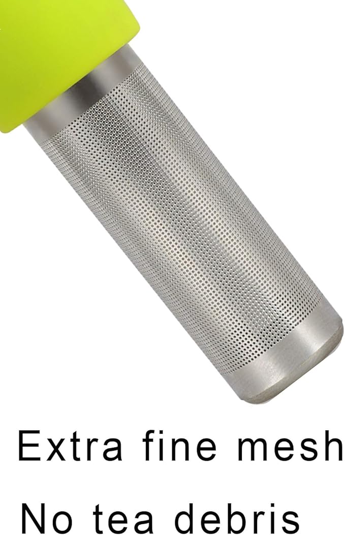 2 Pack Loose Leaf Tea Steeper Fine Mesh Tea Infuser with Silicone Handle Stainless Steel Tea Ball for Loose Tea, Gray and Green