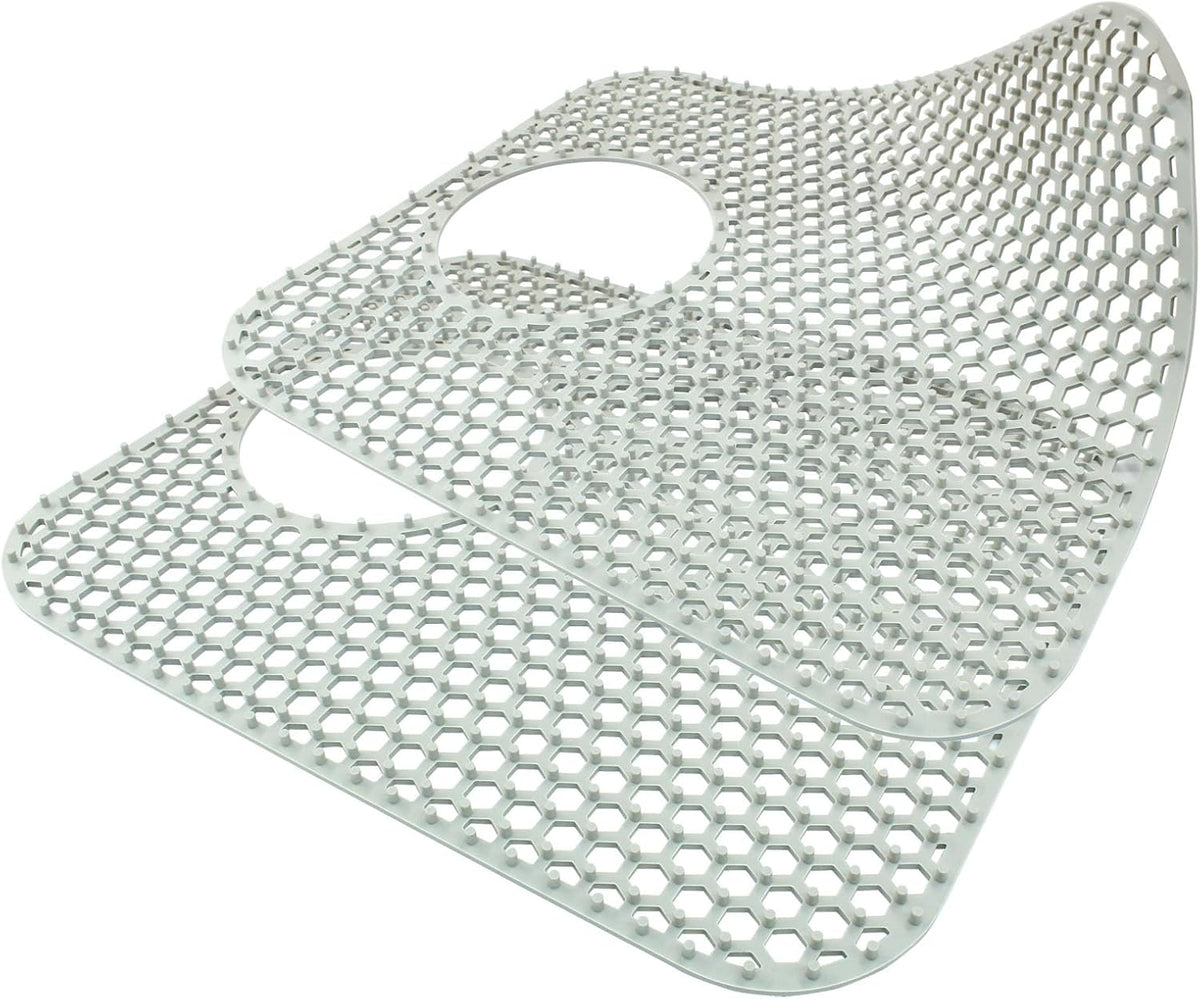 2 Pack Heat-Resistant Sink Mats, Rear Drain Non-Slip Kitchen Sink Protectors, Folding Farmhouse Mats, Large Silicone for Bottom of Kitchen Farmhouse