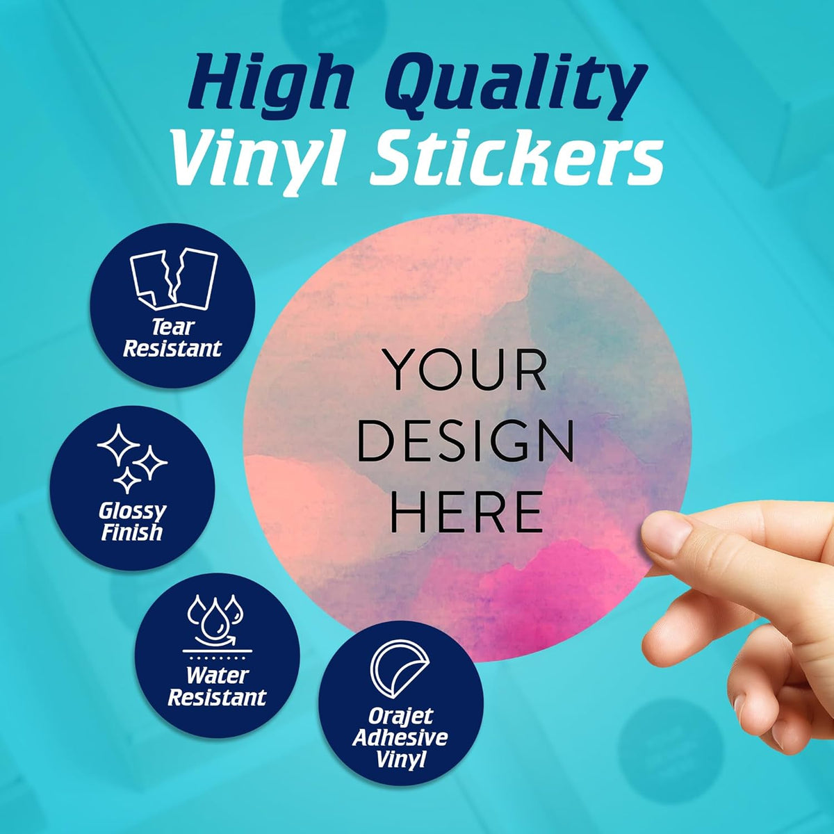 100 Custom Vinyl Stickers - Upload Your own Image, Text, Design, Logo - Personalized Logo Labels for Handmade, Packaging, Bottle, Jars, Candle, Brand Stickers (Rose, 6x6)