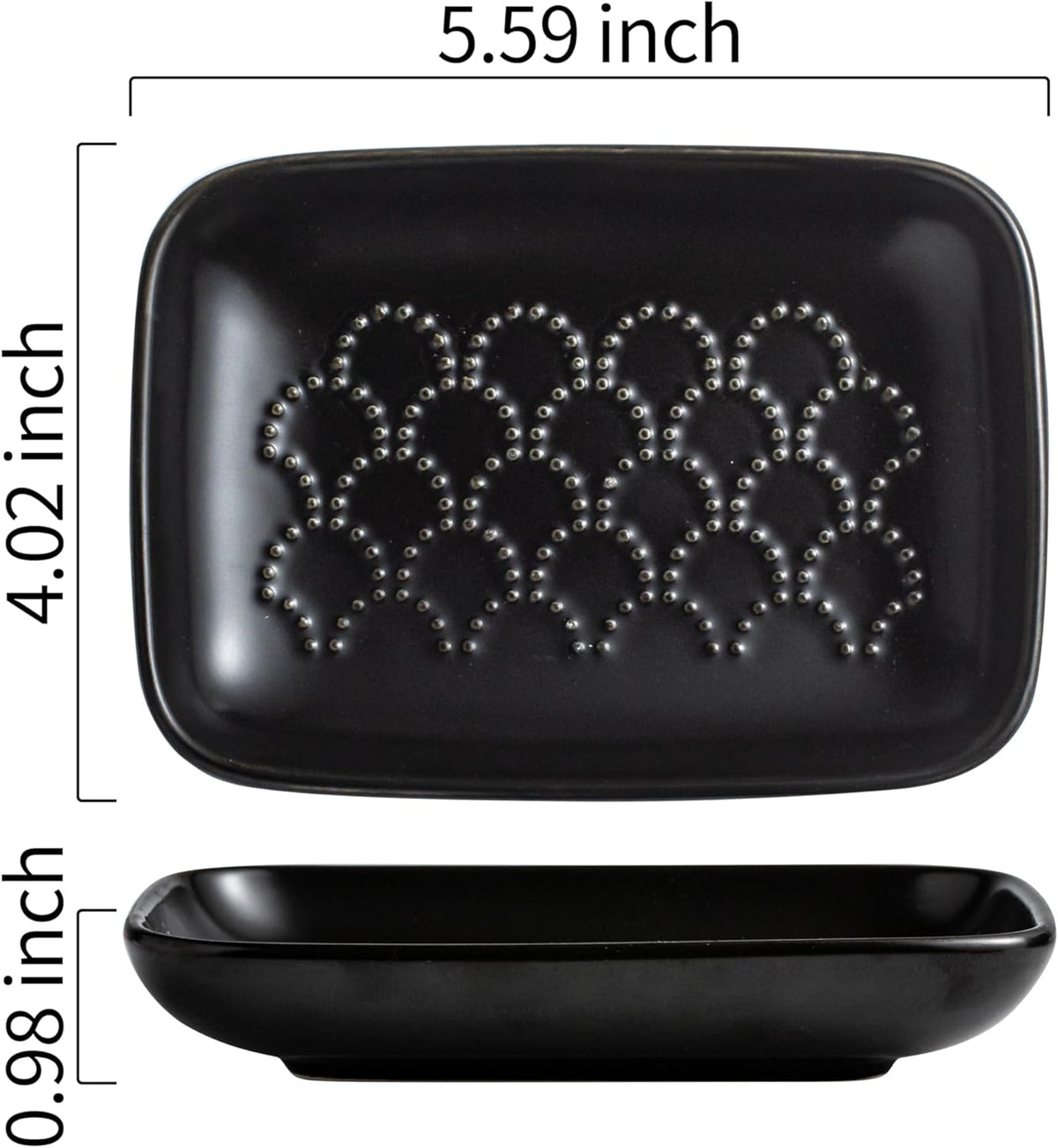Gomakren Soap Dish for Shower, Ceramic Soap Dishes for Bar Soap Sponge, Halloween Shower Soap Holder Saver Tray for Bathroom Kitchen Sink, Easy to Clean, Black