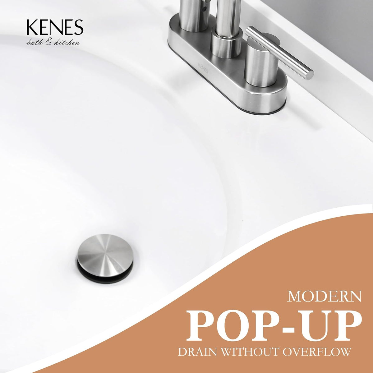 KENES Bathroom Vessel Sink Pop Up Drain Without Overflow Assembly, Lavatory Vanity Sink Drain Stopper,Anti-Clogging Drain Strainer, Brushed Nickel, KE-P300A