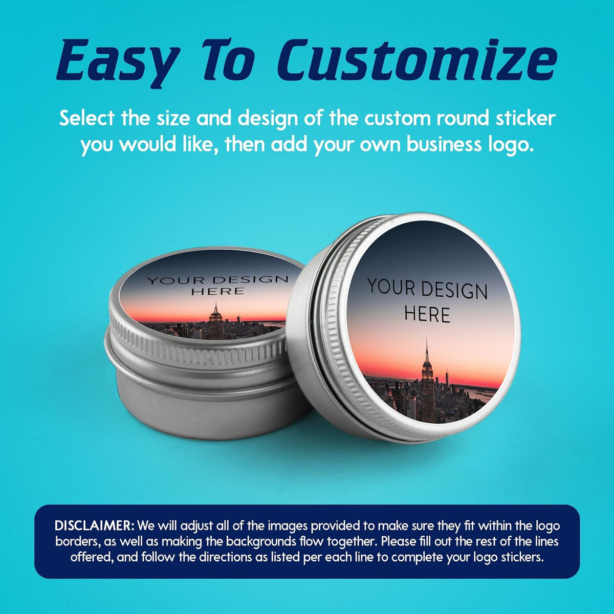 100 Custom Vinyl Stickers - Upload Your own Image, Text, Design, Logo - Personalized Logo Labels for Handmade, Packaging, Bottle, Jars, Candle, Brand Stickers (City, 6x6)